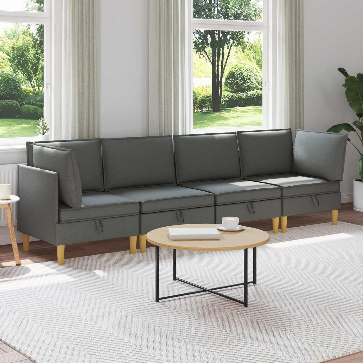 vidaXL Woonkamer Meubelset met kussen met opslag 3 pcs Lichtgrijs Stof