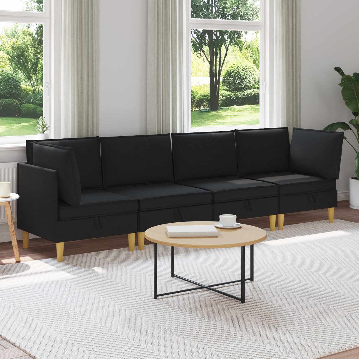 vidaXL Woonkamer Meubelset met kussen met opslag 3 pcs Lichtgrijs Stof