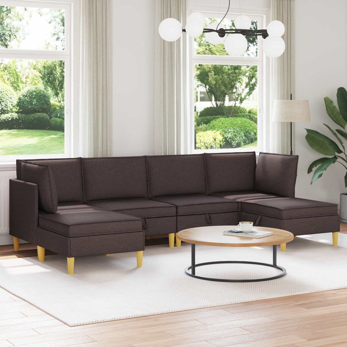 vidaXL Woonkamer Meubelset met kussen met opslag 3 pcs Lichtgrijs Stof