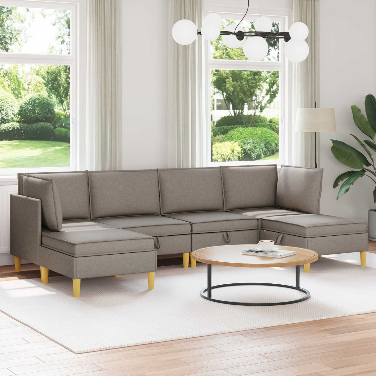vidaXL Woonkamer Meubelset met kussen met opslag 3 pcs Lichtgrijs Stof