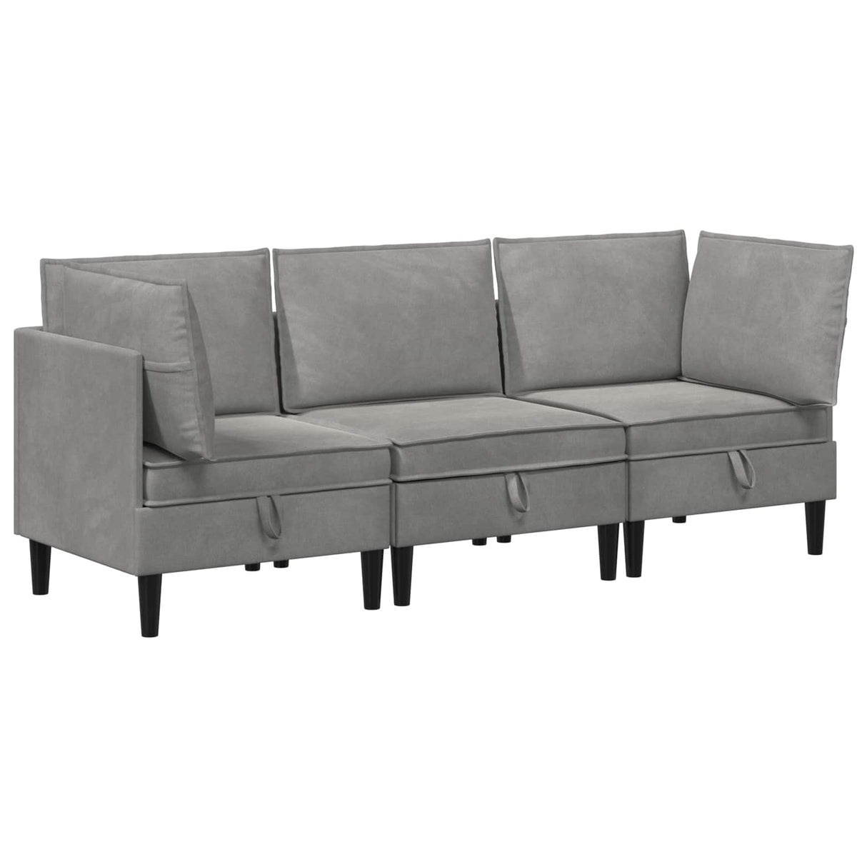 vidaXL Woonkamer Meubelset met kussen 3 pcs Lichtgrijs Fluweel