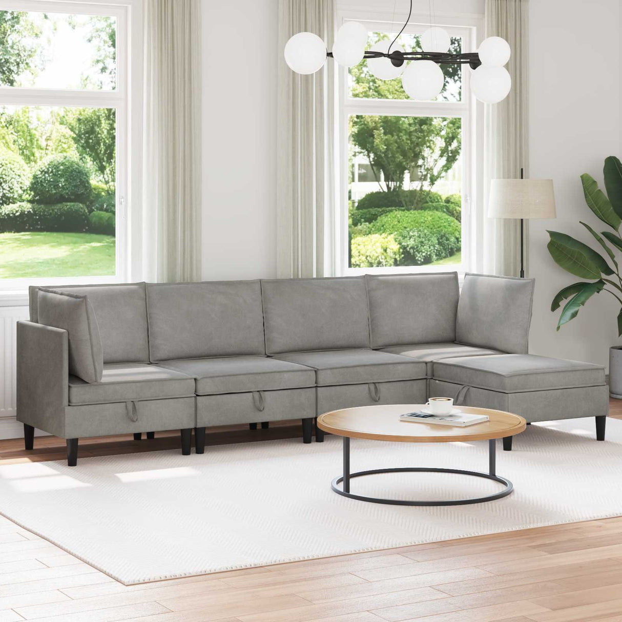 vidaXL Woonkamer Meubelset met kussen 3 pcs Lichtgrijs Fluweel
