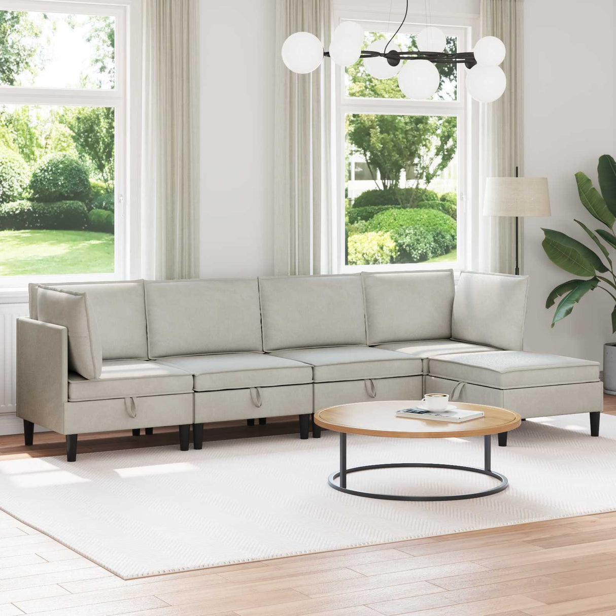 vidaXL Woonkamer Meubelset met kussen 3 pcs Lichtgrijs Fluweel