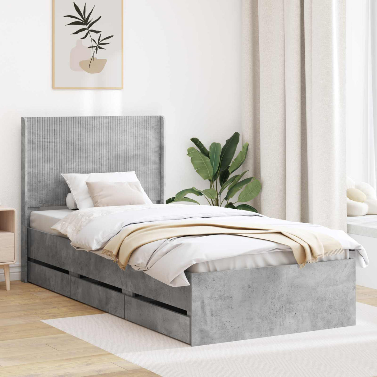 vidaXL Bed Frame with Storage and Headboard White 200 x 200 cm
