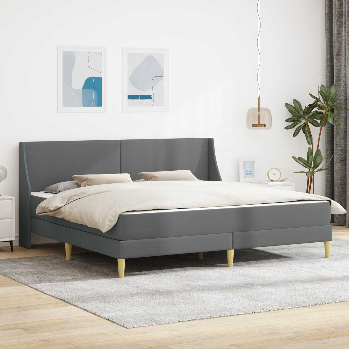 vidaXL Wall-Mounted Bed Frame with Mattress Light Grey 90 x 200 cm Fabric