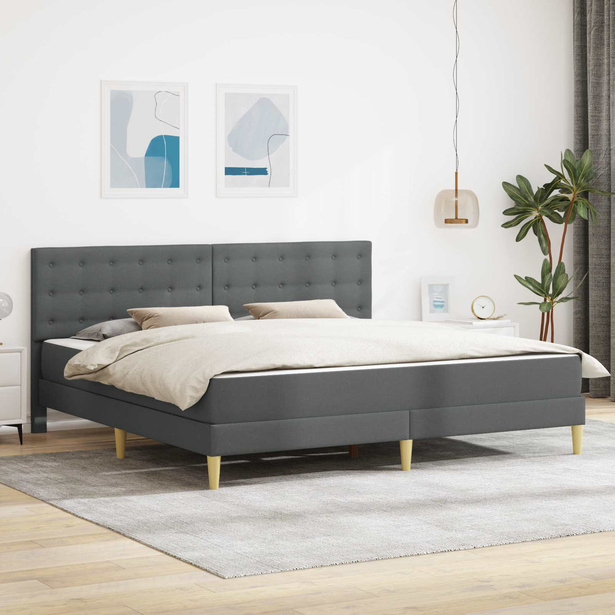 vidaXL Bedframe met matras met hoofdeinde Lichtgrijs 90 x 190 cm Stof