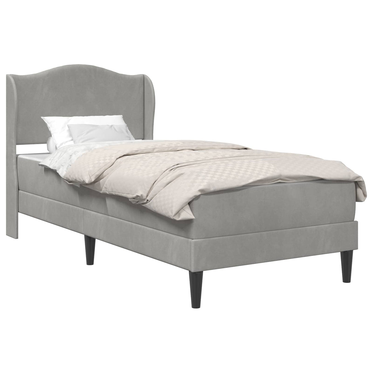 vidaXL Bedframe met hoofdeinde Lichtgrijs 90 x 190 cm Fluweel