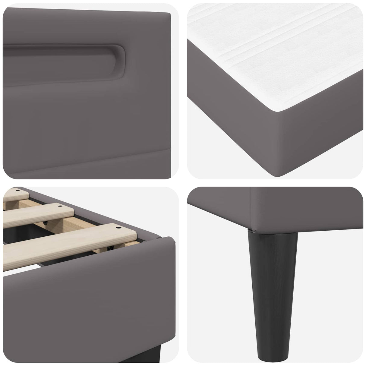 vidaXL Bedframe met LED-stripverlichting Grijs 90 x 190 cm Kunstleer