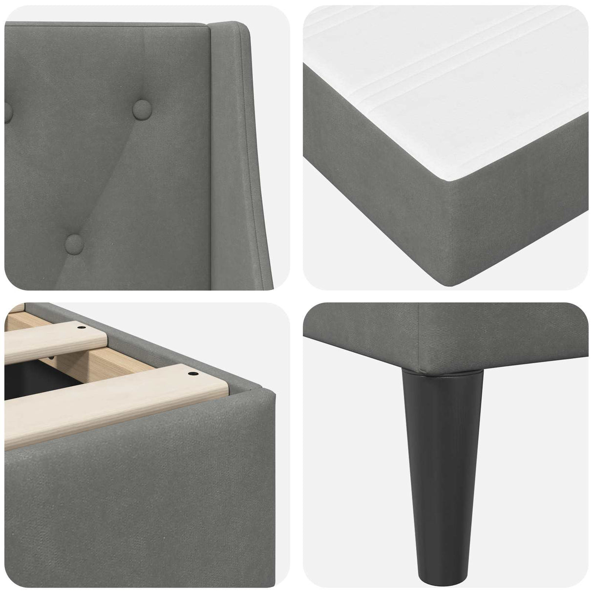 vidaXL Bed Frame with Mattress Dark Grey 137 x 190 cm Velvet
