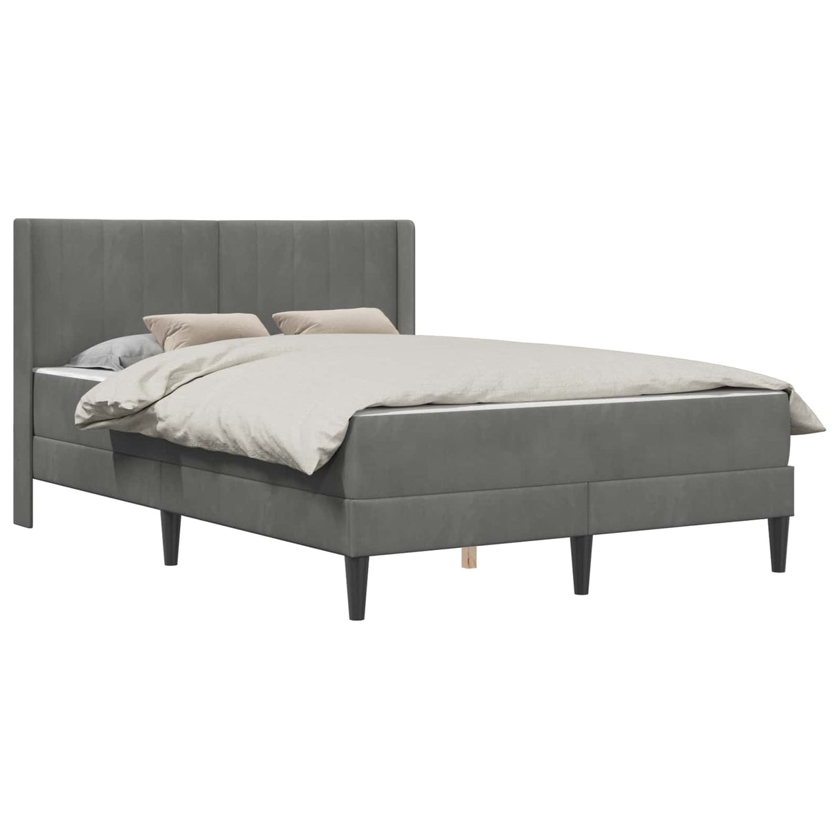vidaXL Bedframe met matras met matras Donkergrijs 137 x 190 cm Fluweel
