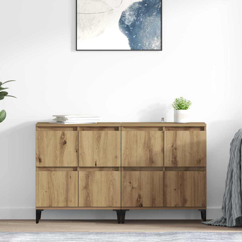 vidaXL Dressoirs 2 st 60x35x70 cm bewerkt hout wit