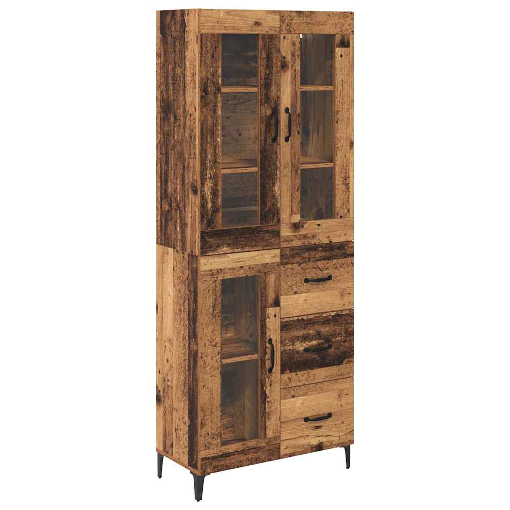 vidaXL Highboard with Drawer Old Wood 69.5 x 34 x 180 cm Engineered Wood