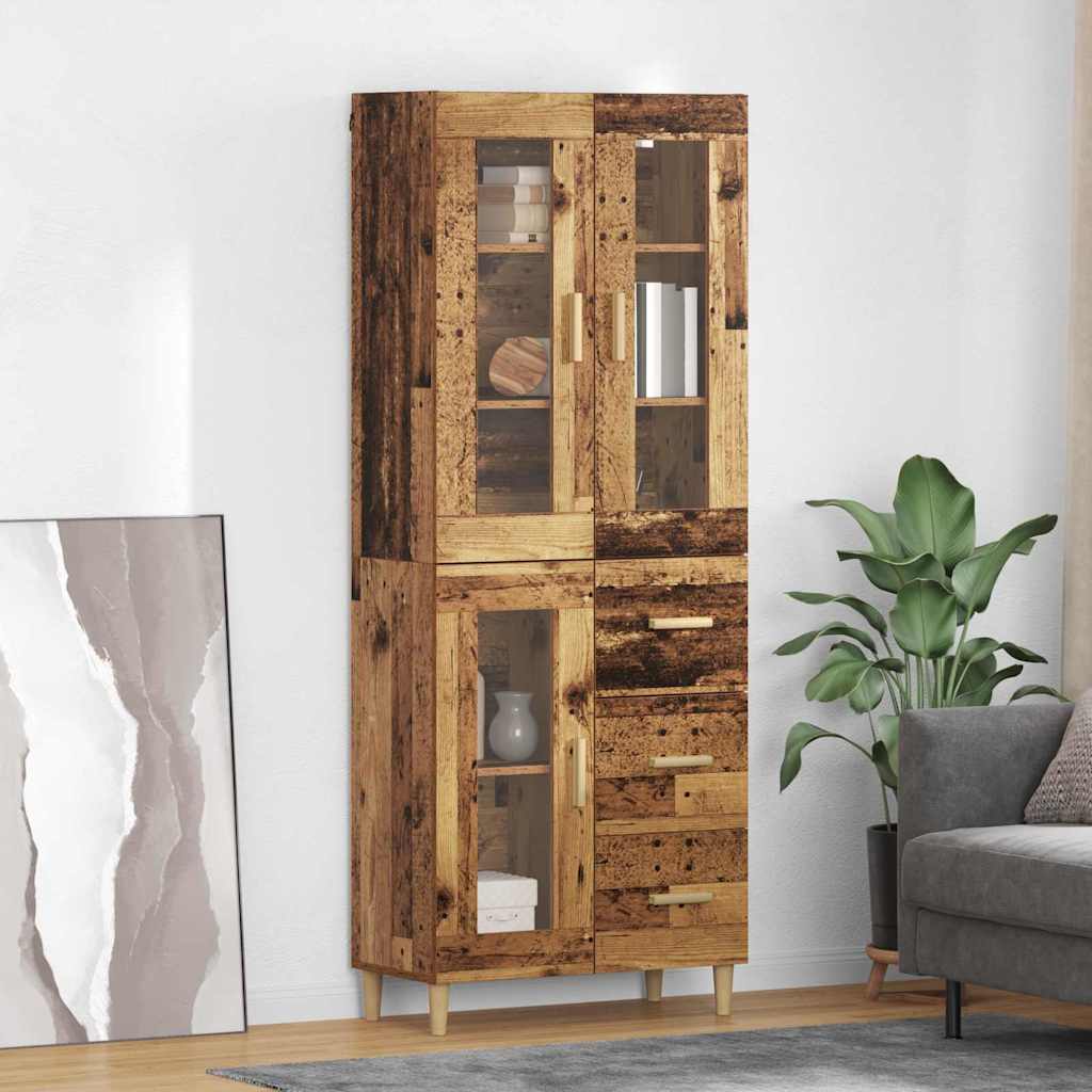 vidaXL Highboard with Drawer Old Wood 69.5 x 34 x 180 cm Engineered Wood