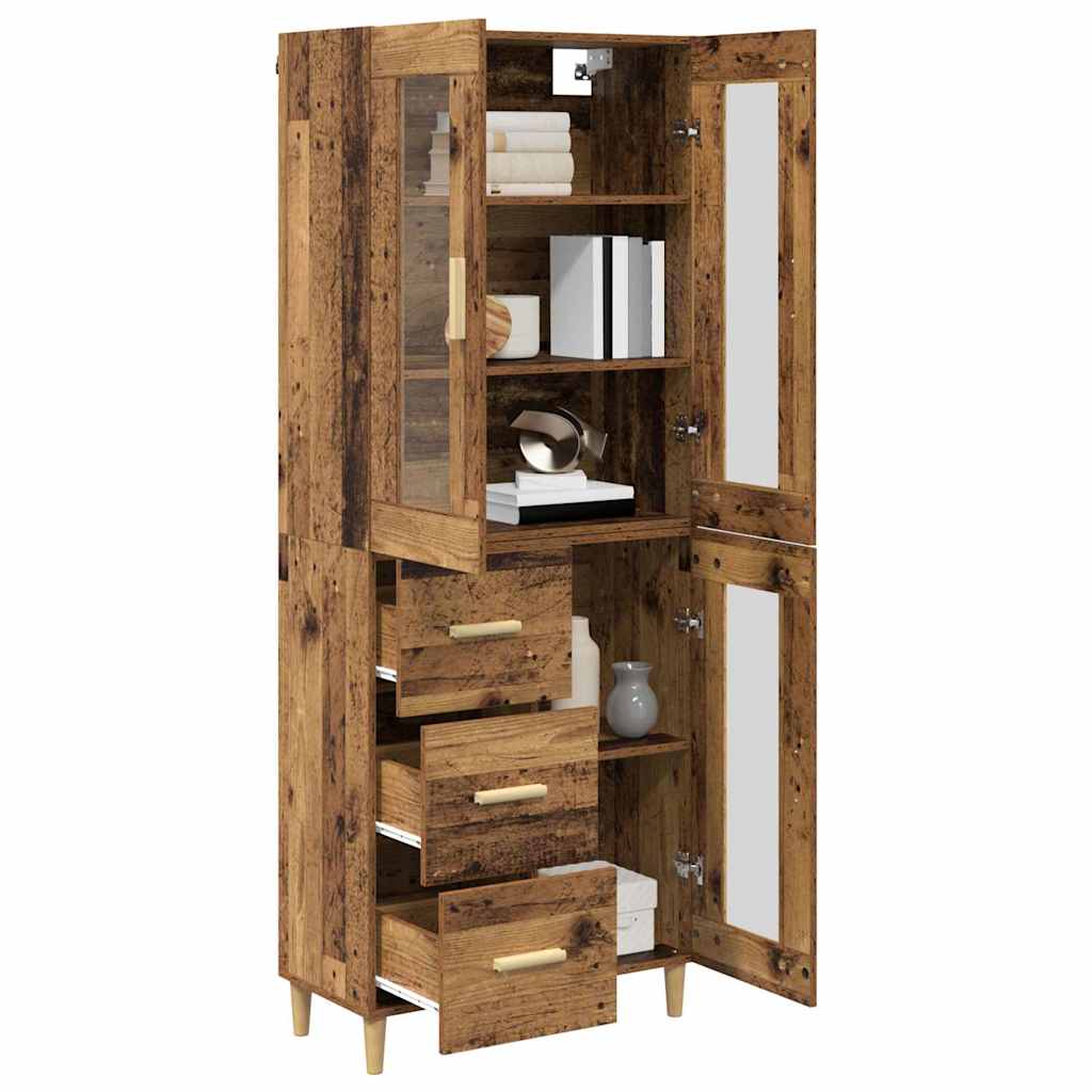 vidaXL Highboard with Drawer Old Wood 69.5 x 34 x 180 cm Engineered Wood