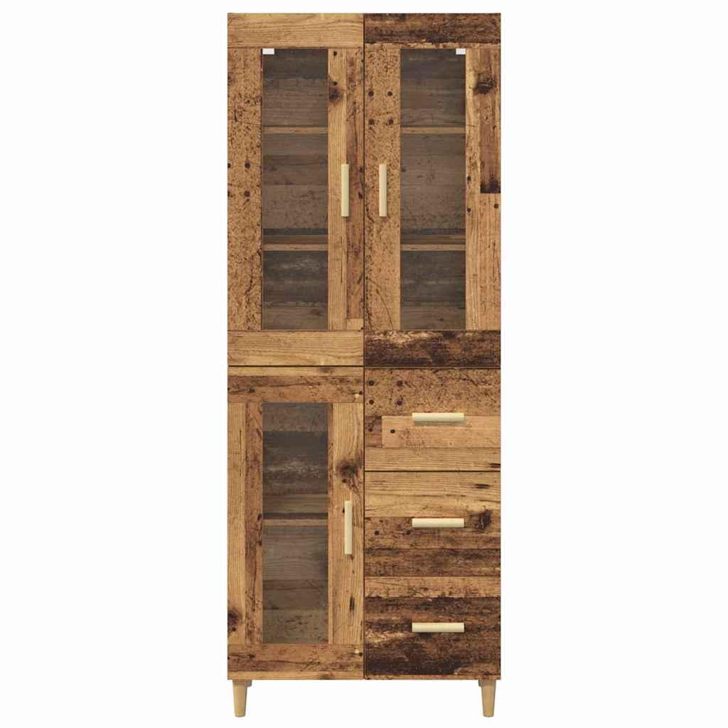 vidaXL Highboard with Drawer Old Wood 69.5 x 34 x 180 cm Engineered Wood