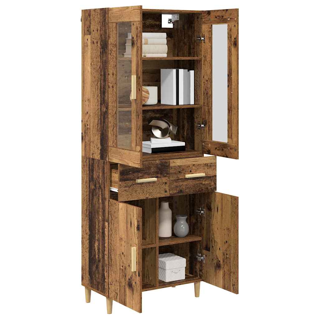 vidaXL Highboard with Drawer Old Wood 69.5 x 34 x 180 cm Engineered Wood