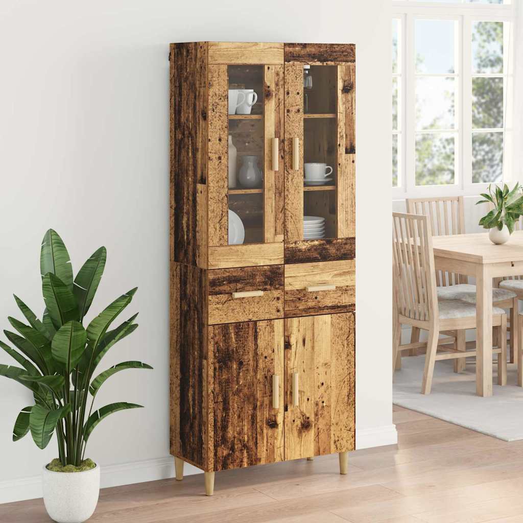 vidaXL Highboard with Drawer Old Wood 69.5 x 34 x 180 cm Engineered Wood