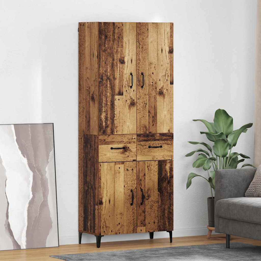 vidaXL Highboard met lade Oud Hout 69,5 x 34 x 180 cm Bewerkt hout