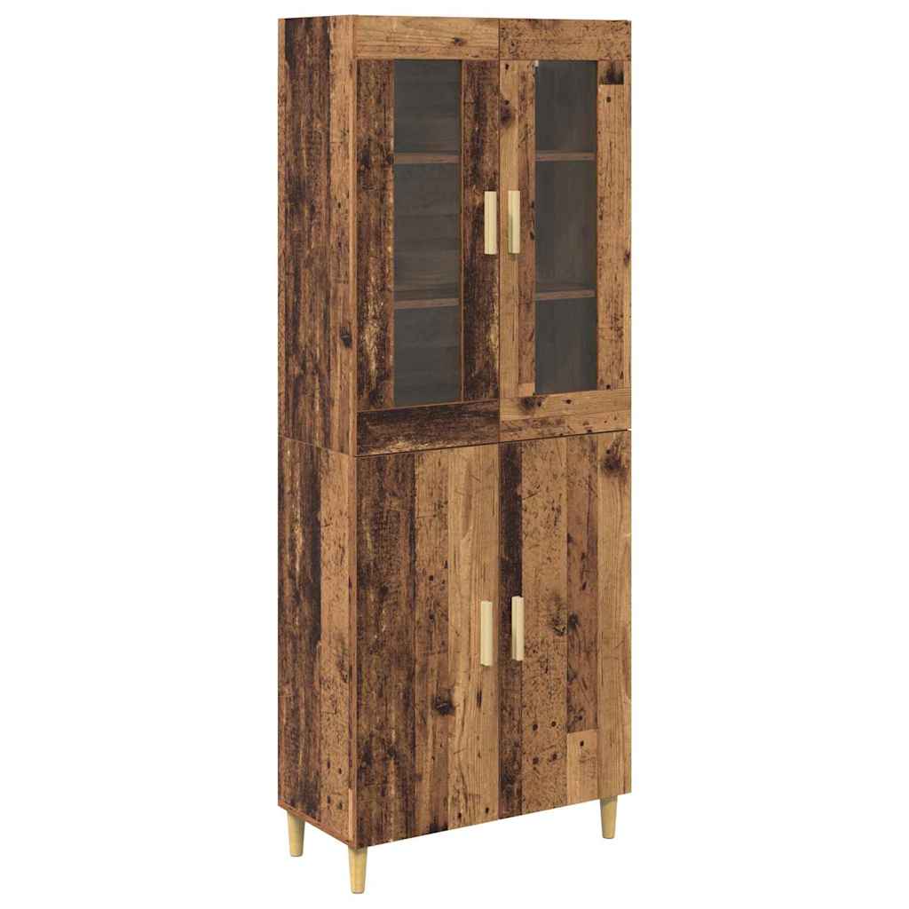 vidaXL Highboard Oud Hout 69,5 x 34 x 180 cm Gefabriceerd Hout en Glas