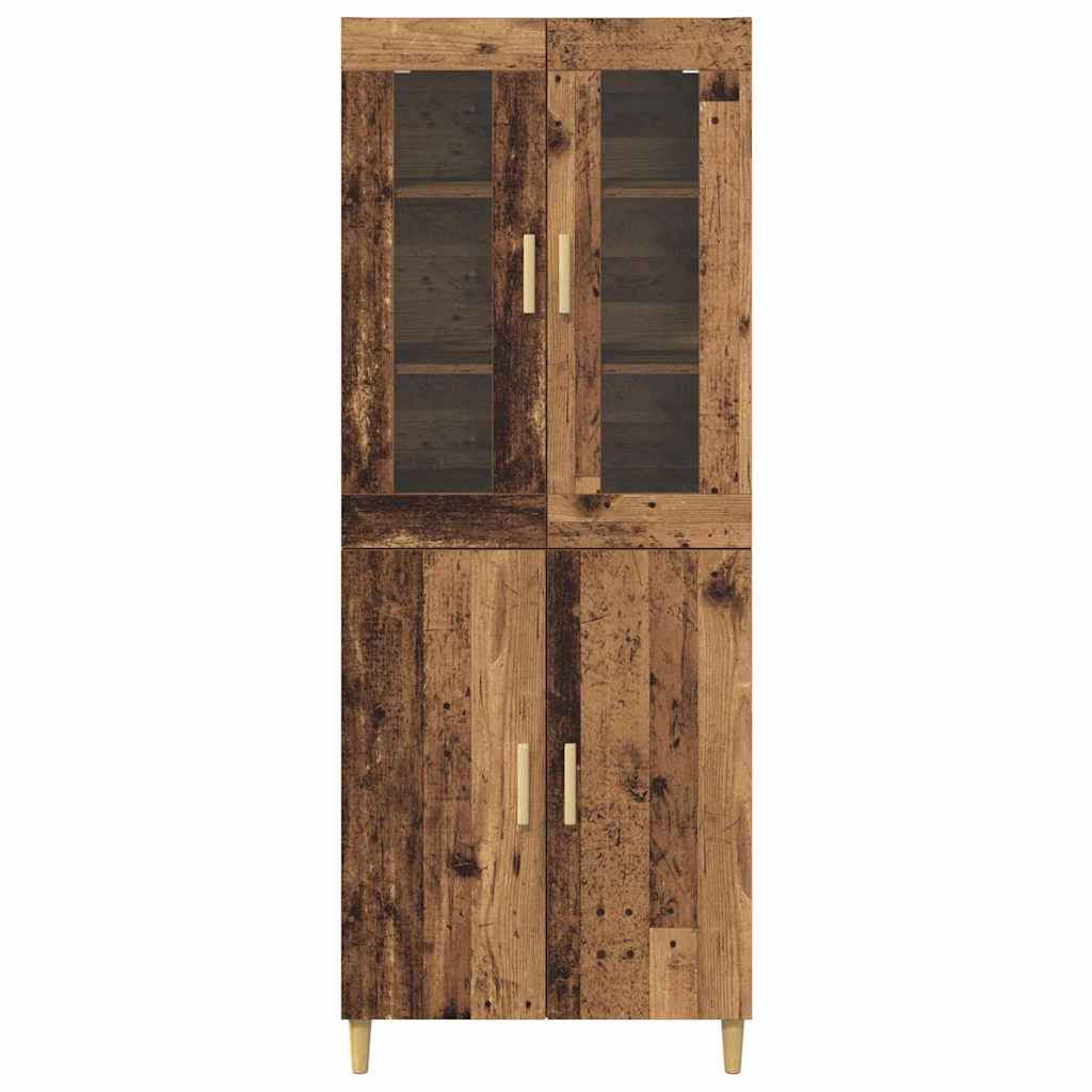 vidaXL Highboard Oud Hout 69,5 x 34 x 180 cm Gefabriceerd Hout en Glas