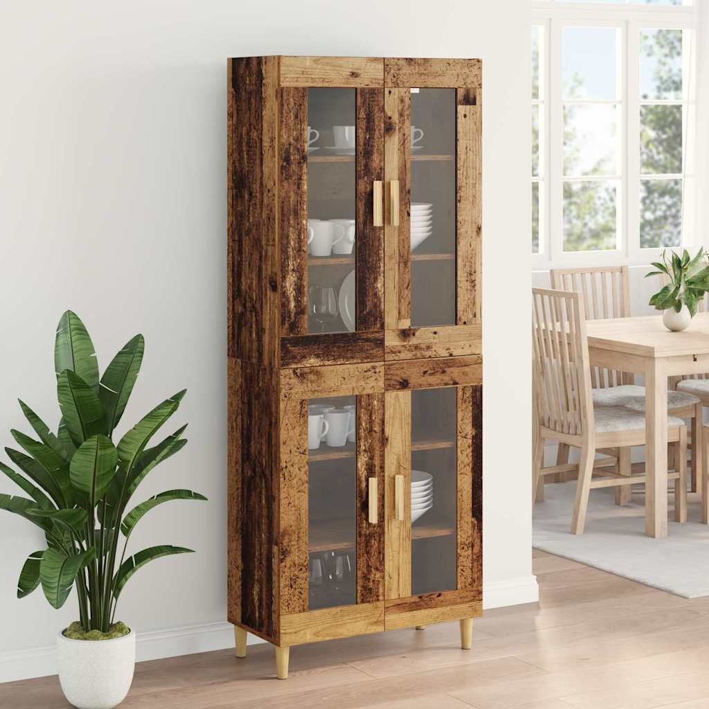 vidaXL Highboard Oud Hout 69,5 x 34 x 180 cm Bewerkt hout