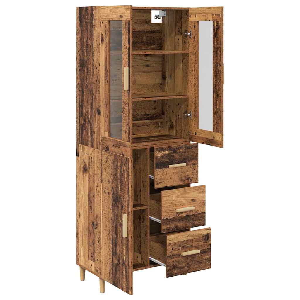 vidaXL Highboard met lade Oud Hout 69,5 x 34 x 180 cm Bewerkt hout