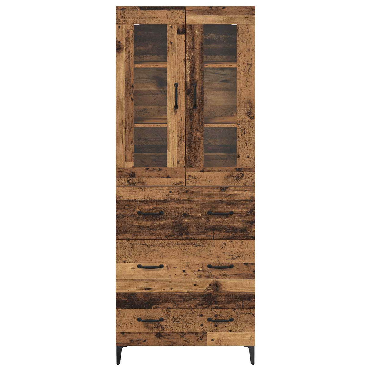 vidaXL Highboard with Drawer Old Wood 69.5 x 34 x 180 cm Engineered Wood