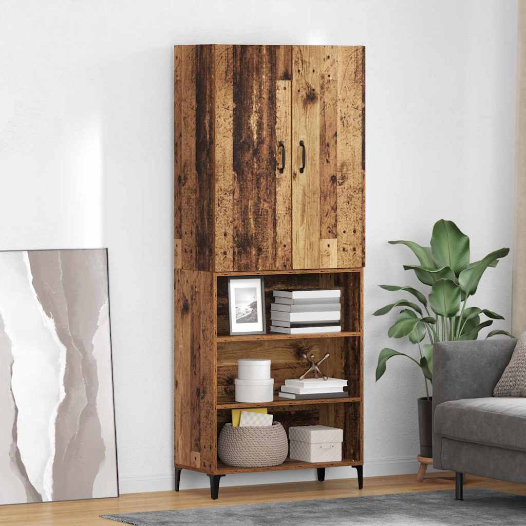 vidaXL Highboard Oud Hout 69,5 x 34 x 180 cm Bewerkt hout