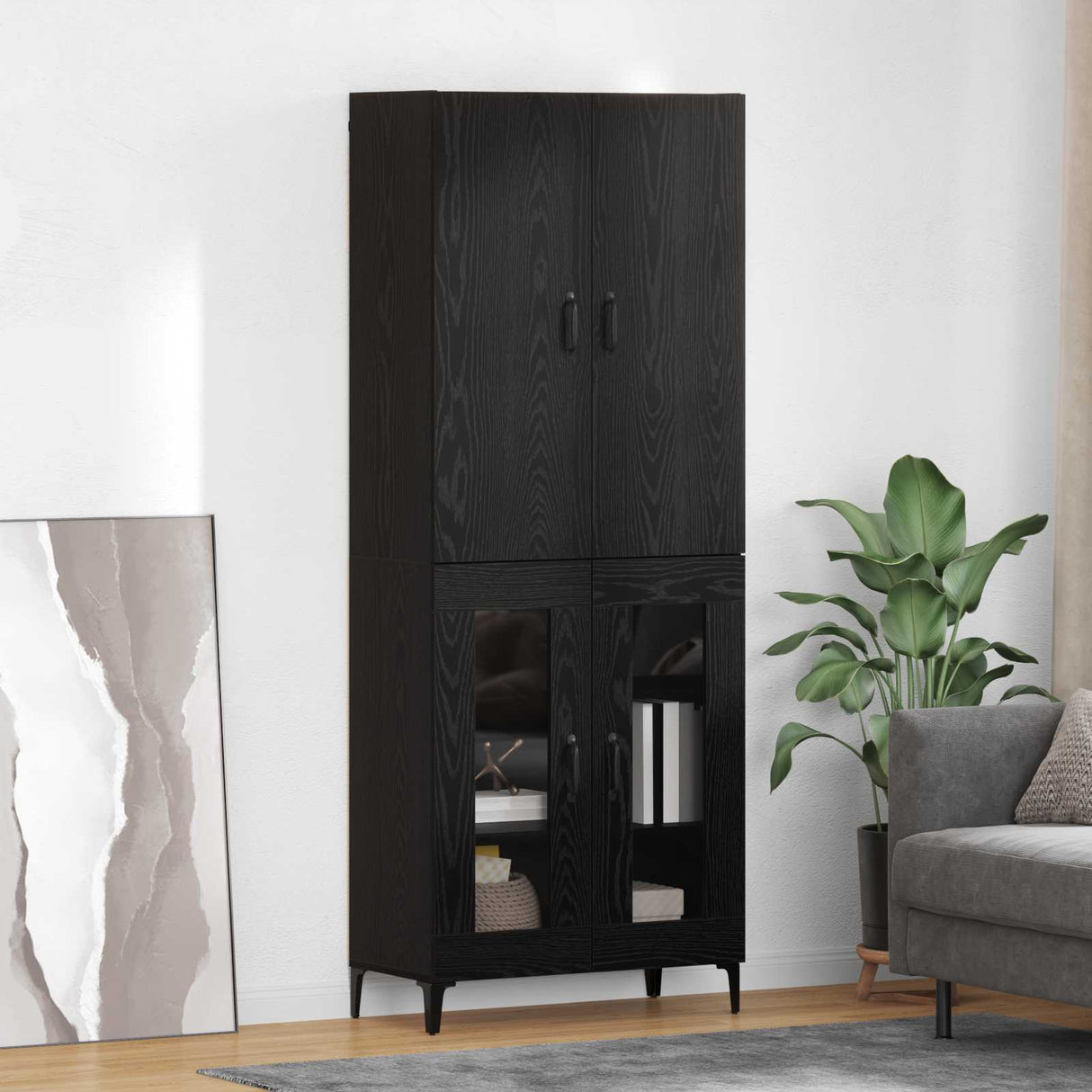 vidaXL Highboard Oud Hout 69,5 x 34 x 180 cm Bewerkt hout