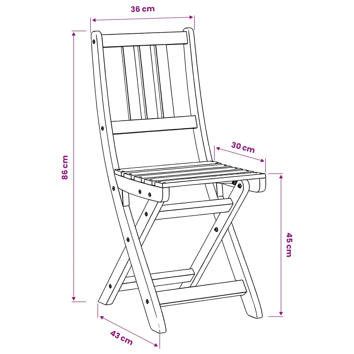 vidaXL Tuinstoel 4 pcs Olie Natuurlijk 40 x 42 x 85 cm
