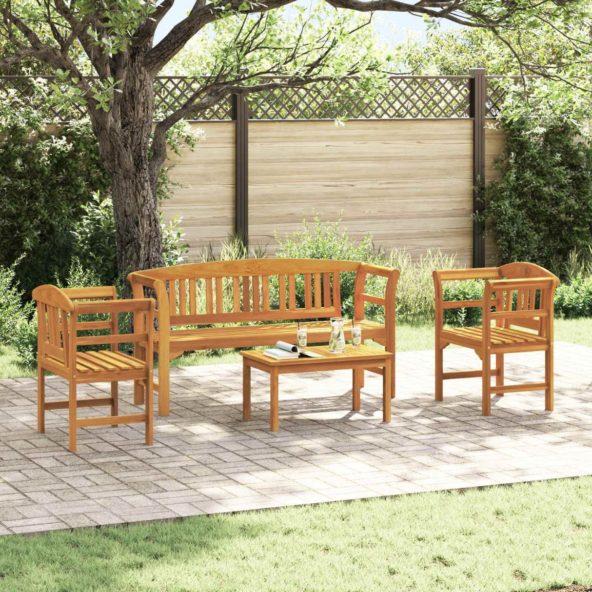 vidaXL Tuinrozen loungeset 4 pcs Massief Acacia Hout