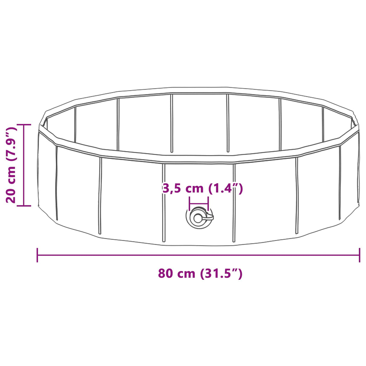 vidaXL Opvouwbaar hondenzwembad Rood 80 x 80 x 20 cm PVC