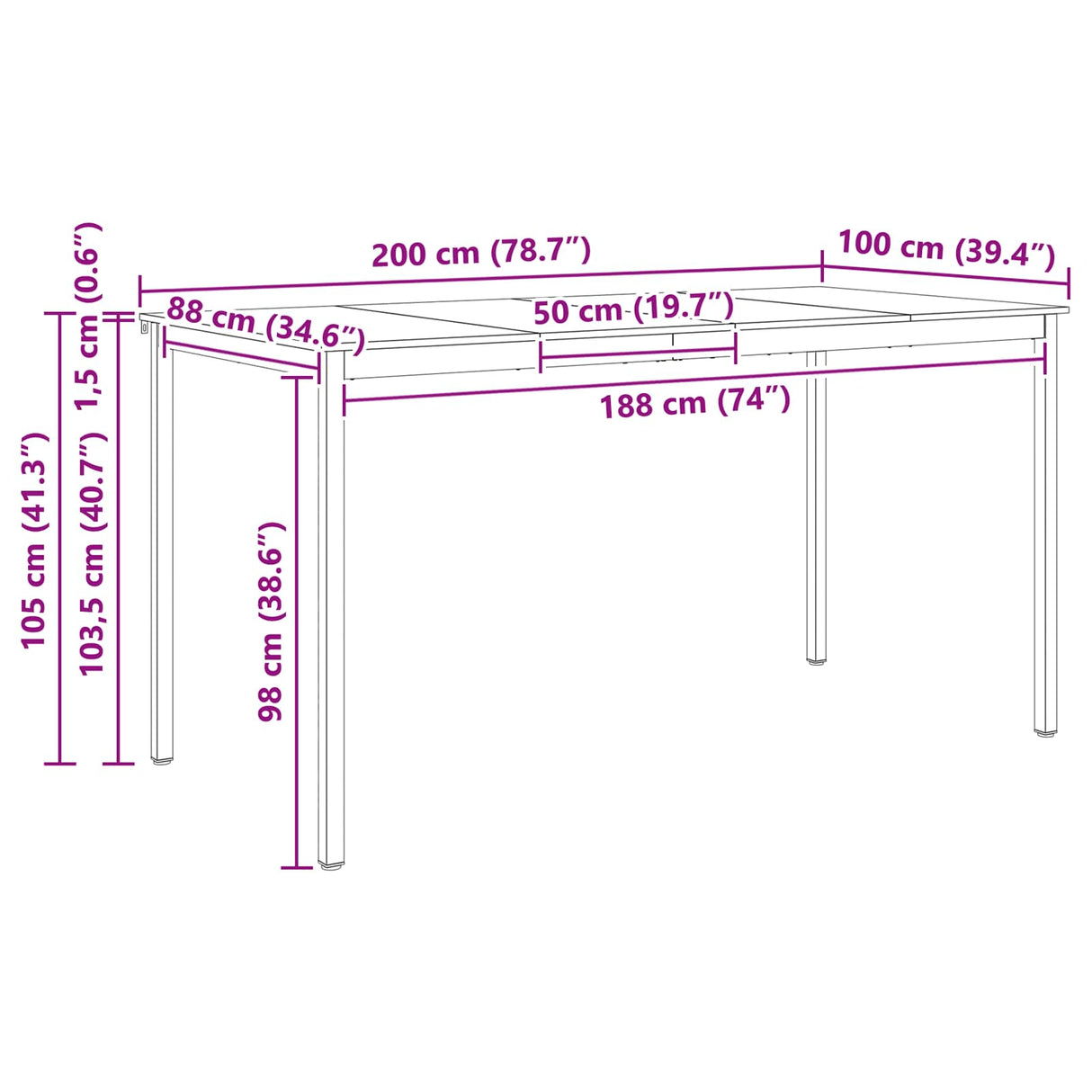 vidaXL Bartafel Naturel 110 x 55 x 105 cm Massief grenenhout