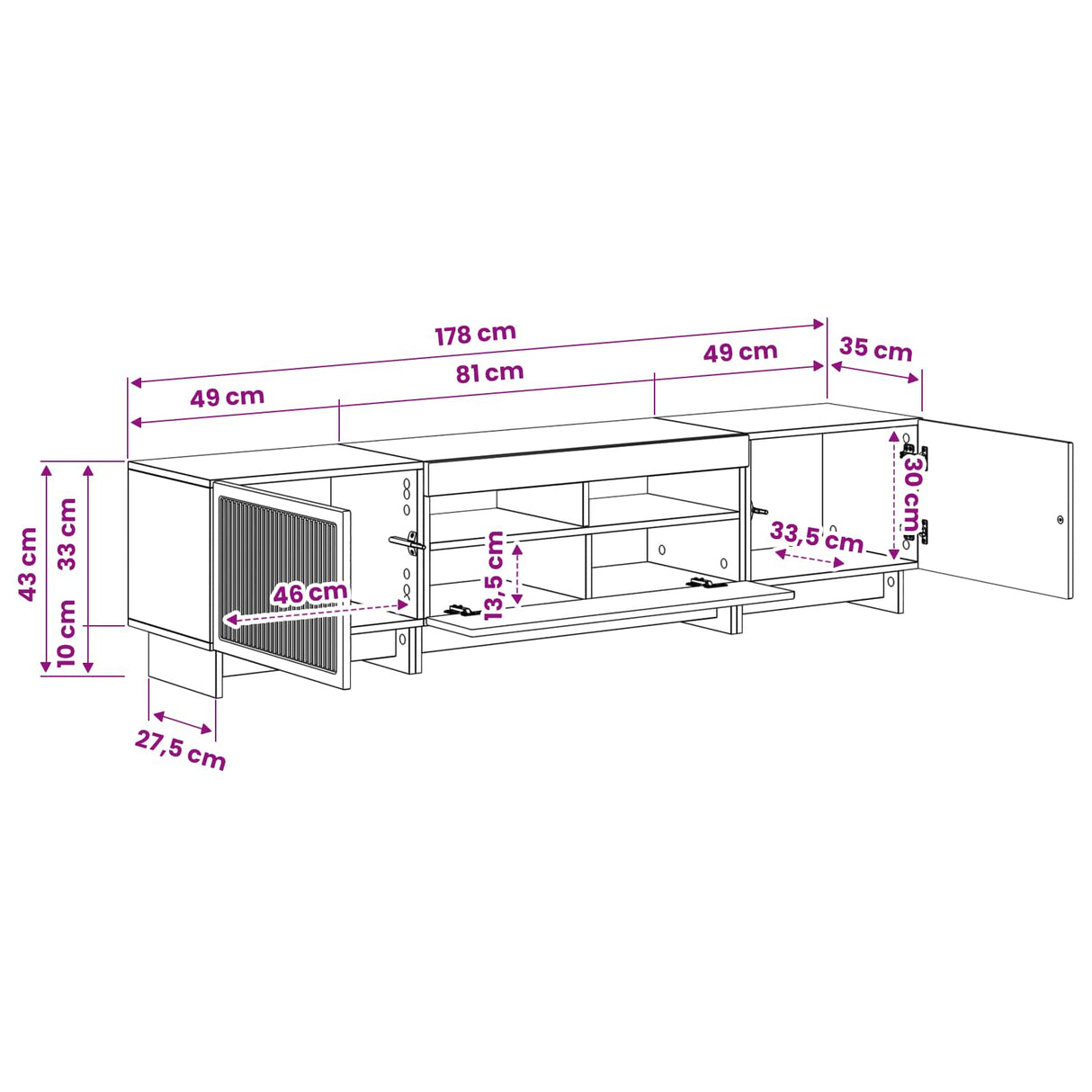 vidaXL 5-delige LED TV-kast Zwart Bewerkt hout