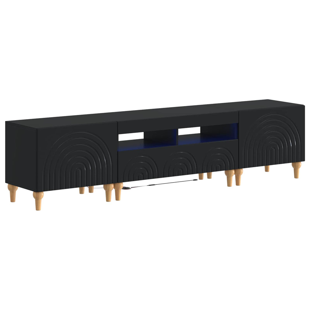 vidaXL 3-delige LED TV-kast Zwart Bewerkt hout