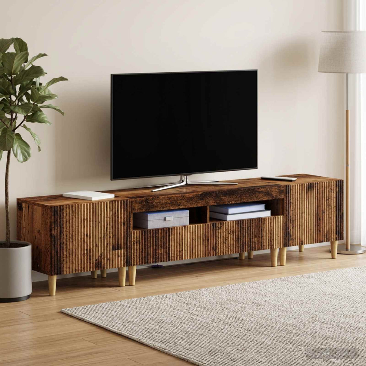 vidaXL 5-delige LED TV-kast ARNHEM Zwart Bewerkt hout