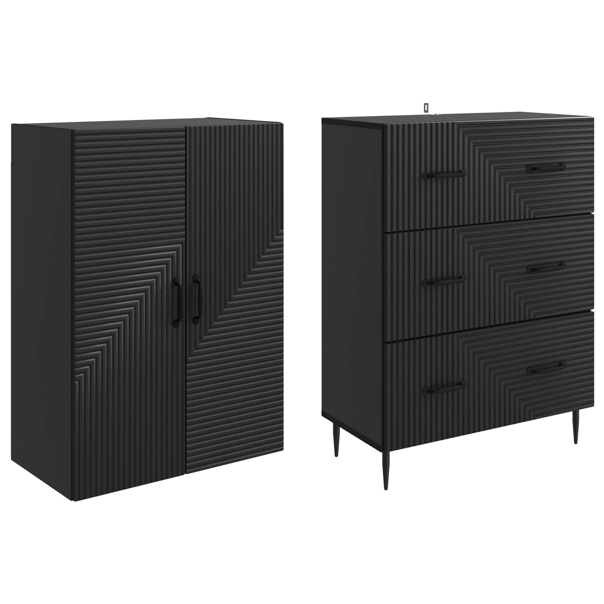 vidaXL Kast Set 2 pcs Zwart 66 x 34,5 x 90 cm Bewerkt hout