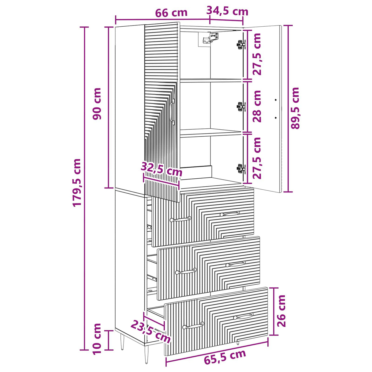 vidaXL Kast Set 2 pcs Zwart 66 x 34,5 x 90 cm Bewerkt hout