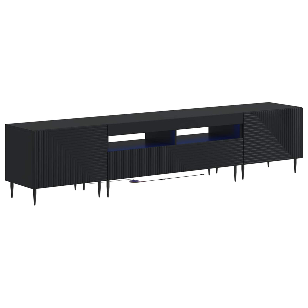 vidaXL 3-delige LED TV-kast Zwart Bewerkt hout