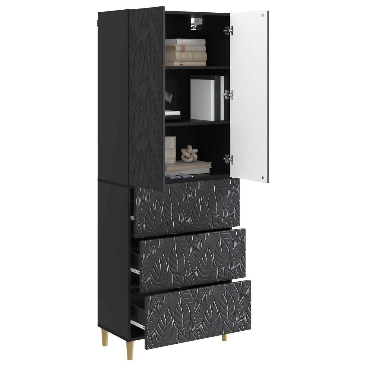vidaXL Cabinet Set 2 pcs Black 66 x 34.5 x 90 cm Engineered Wood