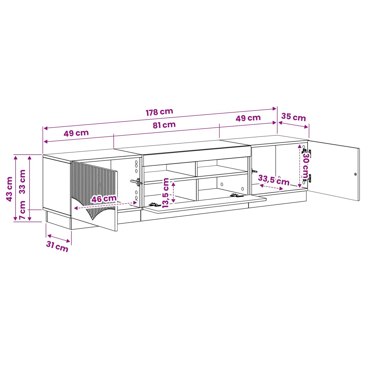 vidaXL 5-delige LED TV-kast Zwart Bewerkt hout