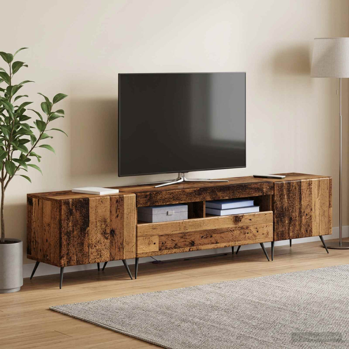 vidaXL 5-delige LED TV-kast Zwart Bewerkt hout