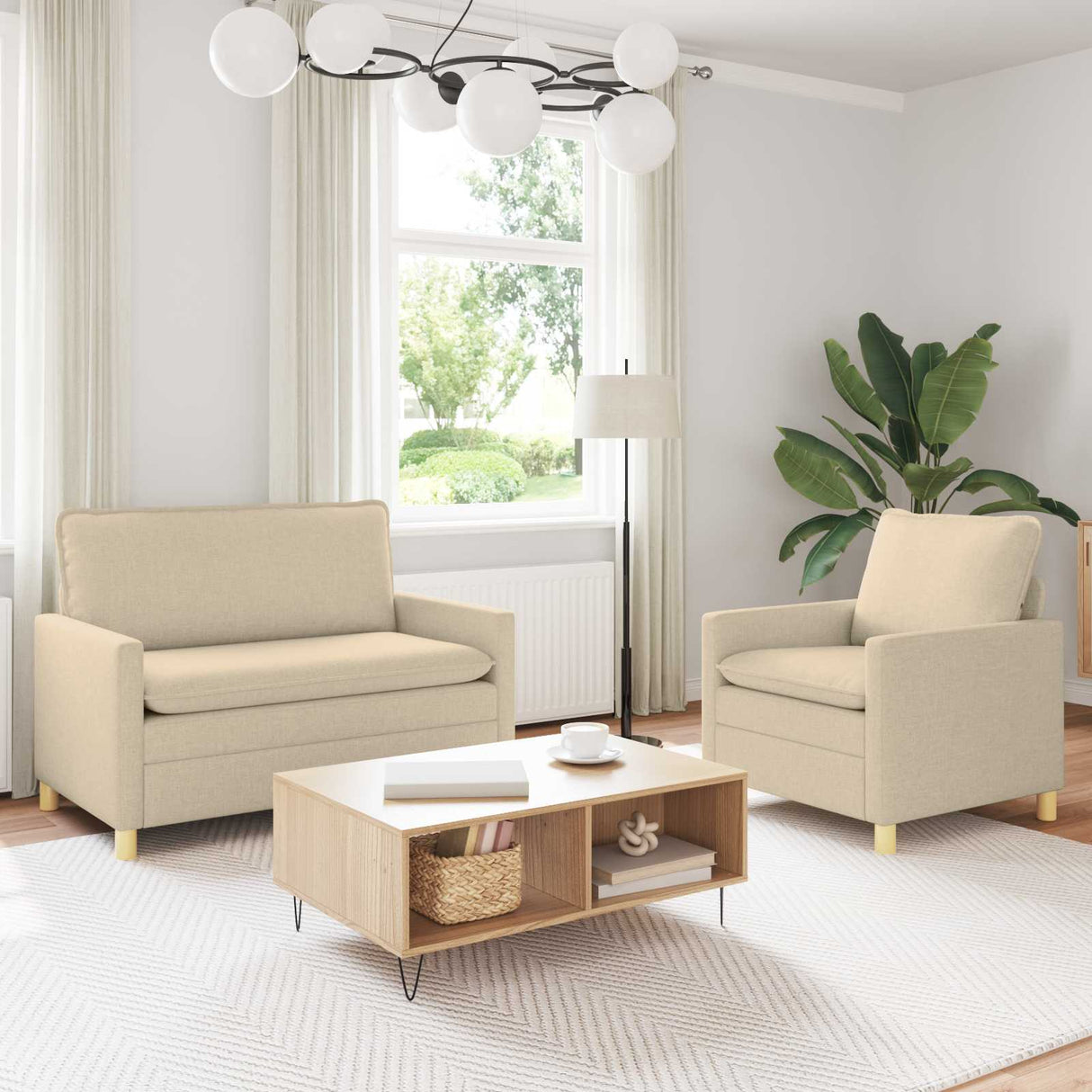 vidaXL Sofa Set 2 pc Light Grey Fabric
