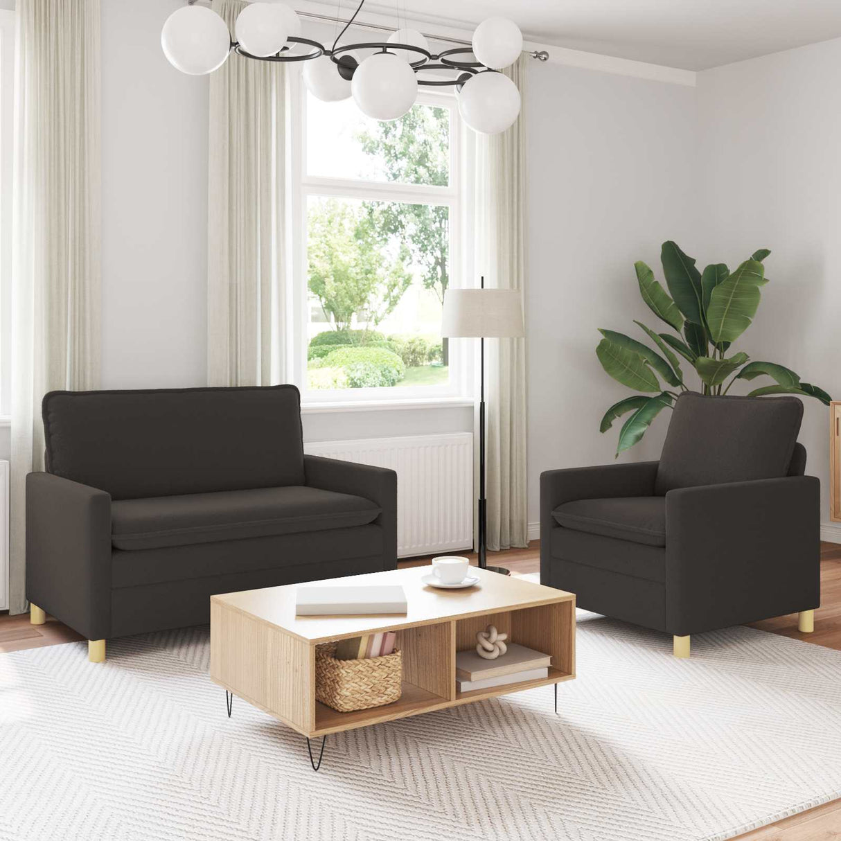 vidaXL Bankstel 2 st Lichtgrijs Stof