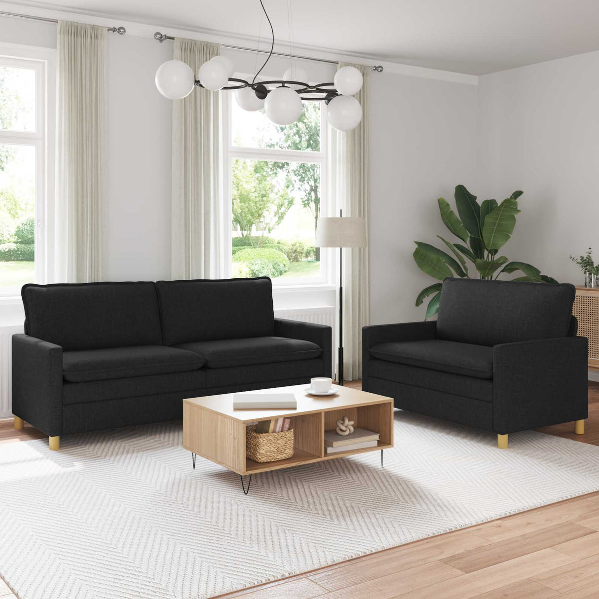 vidaXL Sofa Set 2 pc Light Grey Fabric