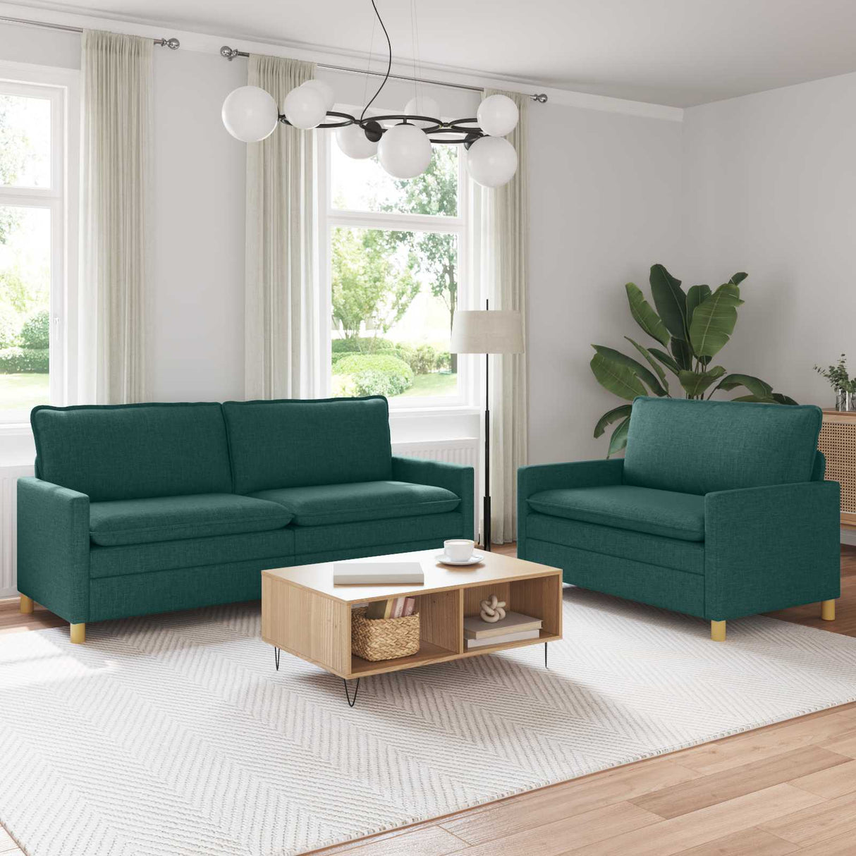 vidaXL Sofa Set 2 pc Light Grey Fabric