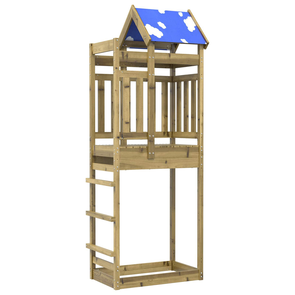 vidaXL Play Tower Brown 85 x 52.5 x 239 cm Solid Pine Wood