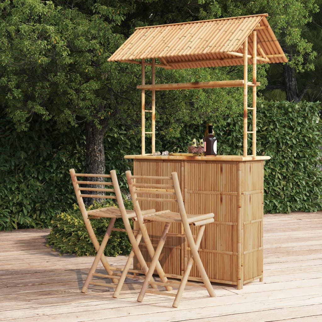 vidaXL 3-Piece Bamboo Bar Set