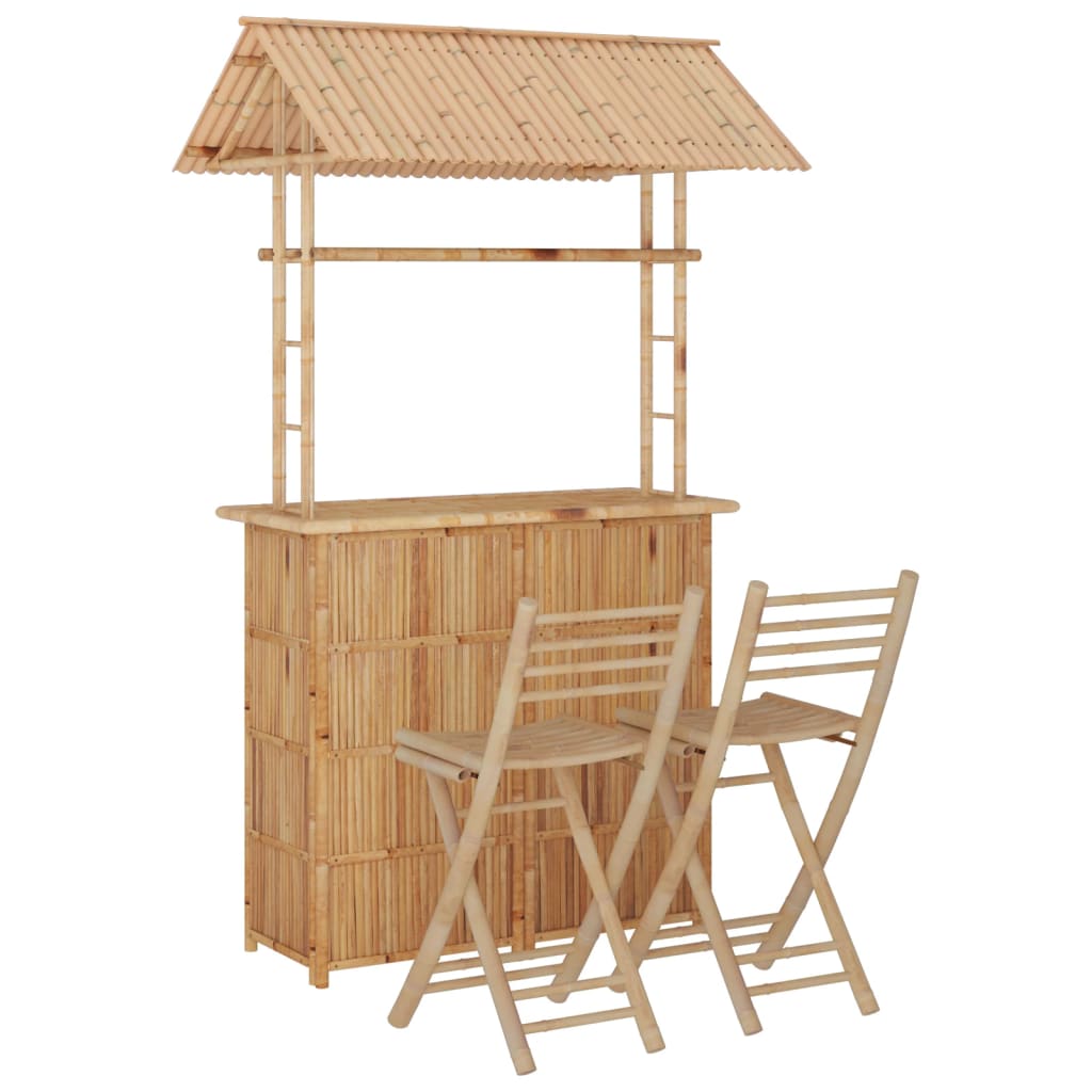 vidaXL 3-Piece Bamboo Bar Set