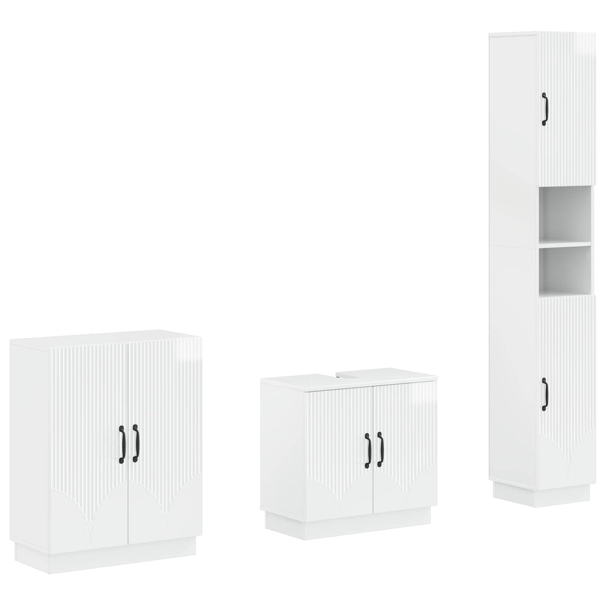 vidaXL 3-delig badkamerkast set EDE Zwart Bewerkt hout